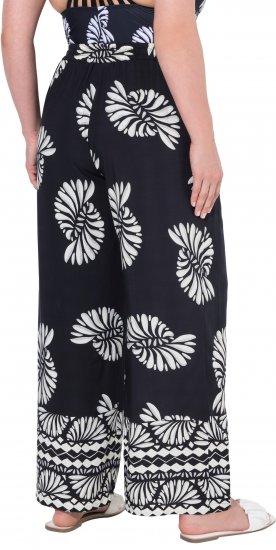Ulla Popken Fossil Print Elastic Waist Palazzo Pants Black - Jeans & Pantaloni Donna Taglie Comode – Plus Size - Jeans e Pantaloni Donna, EU 42-70