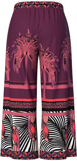 Ulla Popken Mixed Palm Print Elastic Waist Palazzo Pants Red - Jeans & Pantaloni Donna Taglie Comode – Plus Size - 