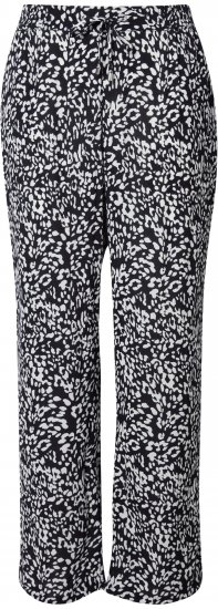 Ulla Popken Leopard Print Elastic Waist Pants Black - Jeans & Pantaloni Donna Taglie Comode – Plus Size - 