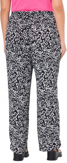 Ulla Popken Leopard Print Elastic Waist Pants Black - Jeans & Pantaloni Donna Taglie Comode – Plus Size - 