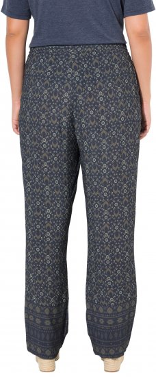Ulla Popken Geometric Print Elastic Waist Pants Navy - Jeans & Pantaloni Donna Taglie Comode – Plus Size - 