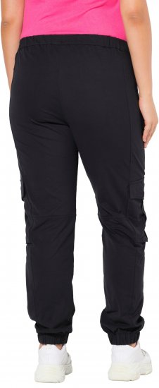 Ulla Popken Elastic Hem Stretch Fit Cargo Pants Black - Jeans & Pantaloni Donna Taglie Comode – Plus Size - Jeans e Pantaloni Donna, EU 42-70