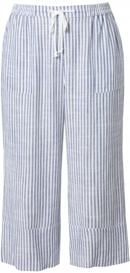 Ulla Popken Coastal Stripe Linen Blend Elastic Waist Culottes Blue - Jeans & Pantaloni Donna Taglie Comode – Plus Size - 