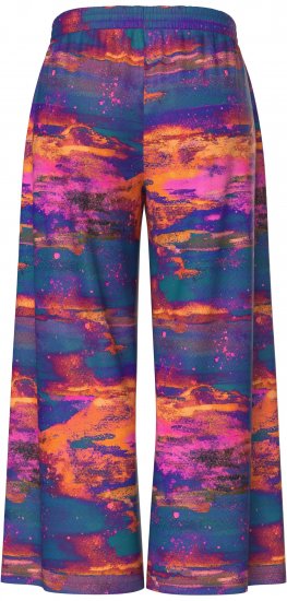 Ulla Popken Abstract Sunset Elastic Waist Palazzo Pants Orange - Jeans & Pantaloni Donna Taglie Comode – Plus Size - 