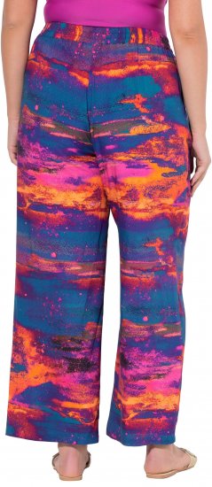 Ulla Popken Abstract Sunset Elastic Waist Palazzo Pants Orange - Jeans & Pantaloni Donna Taglie Comode – Plus Size - 