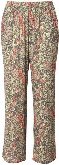 Ulla Popken Crocodile Print Elastic Waist Pants Olive Grey - Jeans & Pantaloni Donna Taglie Comode – Plus Size - 