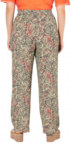 Ulla Popken Crocodile Print Elastic Waist Pants Olive Grey - Jeans & Pantaloni Donna Taglie Comode – Plus Size - 