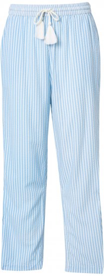 Ulla Popken Seersucker Elastic Waist Pants Blue - Jeans & Pantaloni Donna Taglie Comode – Plus Size - 