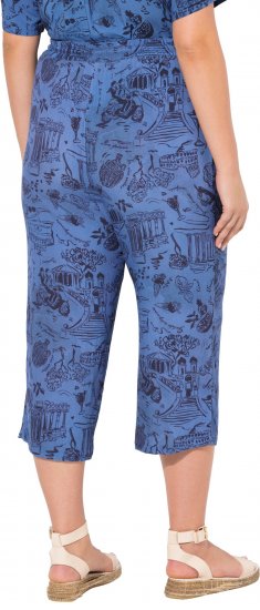 Ulla Popken Italy Print Elastic Waist Culottes Blue - Jeans & Pantaloni Donna Taglie Comode – Plus Size - Jeans e Pantaloni Donna, EU 42-70