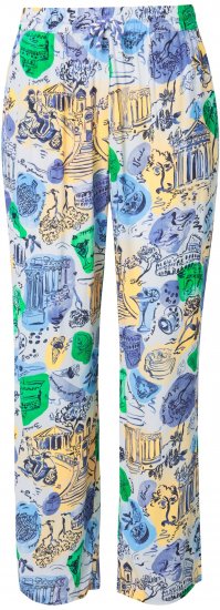 Ulla Popken Italy Print Elastic Waist Pants White - Jeans & Pantaloni Donna Taglie Comode – Plus Size - Jeans e Pantaloni Donna, EU 42-70