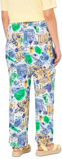 Ulla Popken Italy Print Elastic Waist Pants White - Jeans & Pantaloni Donna Taglie Comode – Plus Size - Jeans e Pantaloni Donna, EU 42-70