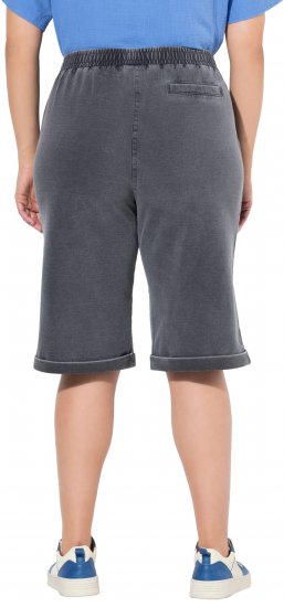 Ulla Popken Indigo Dyed Elastic Waist Jersey Shorts Black - Jeans & Pantaloni Donna Taglie Comode – Plus Size - 