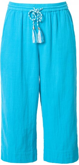 Ulla Popken Muslin Elastic Waist Culottes Blue - Jeans & Pantaloni Donna Taglie Comode – Plus Size - 