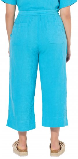 Ulla Popken Muslin Elastic Waist Culottes Blue - Jeans & Pantaloni Donna Taglie Comode – Plus Size - 