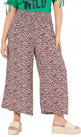 Ulla Popken Rose Wide Leg Elastic Waist Leopard Pattern Culottes Off-White - Jeans & Pantaloni Donna Taglie Comode – Plus Size - Jeans e Pantaloni Donna, EU 42-70