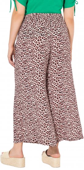 Ulla Popken Rose Wide Leg Elastic Waist Leopard Pattern Culottes Off-White - Jeans & Pantaloni Donna Taglie Comode – Plus Size - Jeans e Pantaloni Donna, EU 42-70