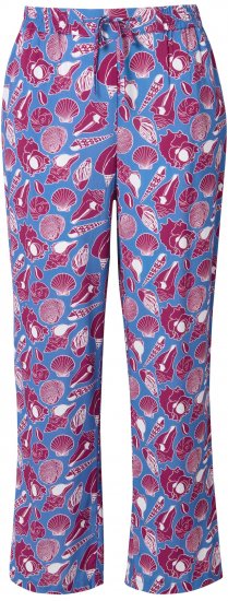Ulla Popken Seashell Print Elastic Waist Pants Blue - Jeans & Pantaloni Donna Taglie Comode – Plus Size - 