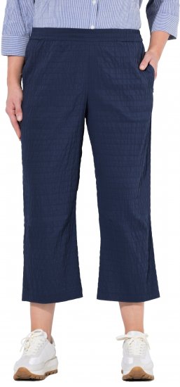 Ulla Popken Textured Elastic Waist Cropped Pants Navy - Ulla Popken - 