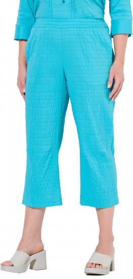 Ulla Popken Textured Elastic Waist Cropped Pants Deep Aqua - Jeans & Pantaloni Donna Taglie Comode – Plus Size - 