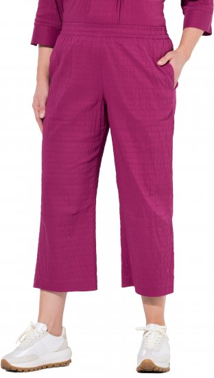 Ulla Popken Textured Elastic Waist Cropped Pants Magnolia Red - Jeans & Pantaloni Donna Taglie Comode – Plus Size - Jeans e Pantaloni Donna, EU 42-70