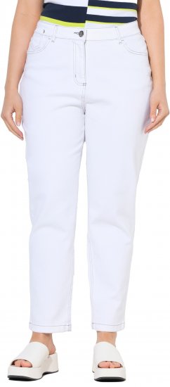 Ulla Popken Used Look 5 Pocket Comfy Waistband Mom Jeans Snow White - Jeans & Pantaloni Donna Taglie Comode – Plus Size - 