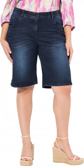 Ulla Popken Denim Wide Leg Elastic Waist Bermuda Shorts Denim Blue - Jeans & Pantaloni Donna Taglie Comode – Plus Size - 
