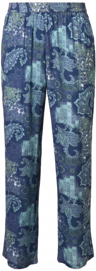Ulla Popken Patchwork Paisley Elastic Waist Pants Blue - Jeans & Pantaloni Donna Taglie Comode – Plus Size - 