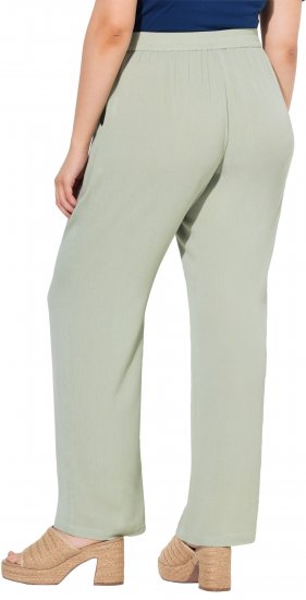 Ulla Popken Elastic Waist Crepe Pants Light Moss Green - Jeans & Pantaloni Donna Taglie Comode – Plus Size - 