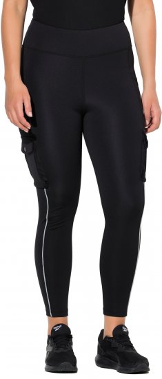 Ulla Popken Cargo Pocket Fleece Lined Sports Leggings Black - Jeans & Pantaloni Donna Taglie Comode – Plus Size - Jeans e Pantaloni Donna, EU 42-70