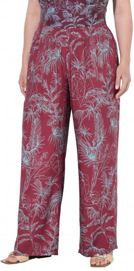 Ulla Popken Wide Leg Elastic Waist Jungle Print Palazzo Pants Brown - Jeans & Pantaloni Donna Taglie Comode – Plus Size - Jeans e Pantaloni Donna, EU 42-70