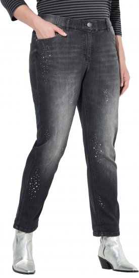 Ulla Popken Rivet Detail Stretch Fit Boyfriend Jeans Black - Jeans & Pantaloni Donna Taglie Comode – Plus Size - Jeans e Pantaloni Donna, EU 42-70