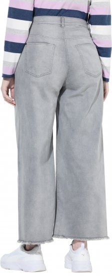 Ulla Popken Embroidered Wide Leg Fringed Hem Jeans Grey - Jeans & Pantaloni Donna Taglie Comode – Plus Size - Jeans e Pantaloni Donna, EU 42-70