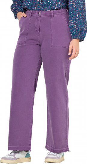Ulla Popken Purple Fringed Hem Stretch Fit Jeans Lavender - Jeans & Pantaloni Donna Taglie Comode – Plus Size - 