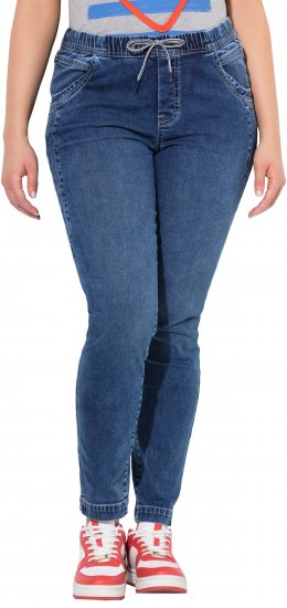 Ulla Popken Drawstring Jeggings Blue - Jeans & Pantaloni Donna Taglie Comode – Plus Size - 
