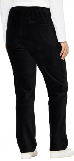 Ulla Popken Corduroy Elastic Waist Pants Black - Jeans & Pantaloni Donna Taglie Comode – Plus Size - Jeans e Pantaloni Donna, EU 42-70