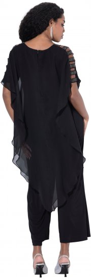 Ulla Popken Layered Chiffon Wrap Jumpsuit Grey - Jeans & Pantaloni Donna Taglie Comode – Plus Size - Jeans e Pantaloni Donna, EU 42-70
