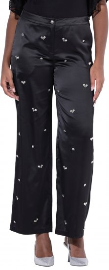 Ulla Popken Rhinestone Detail Comfort Waist Pants Black - Jeans & Pantaloni Donna Taglie Comode – Plus Size - 