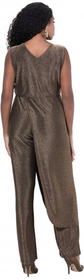 Ulla Popken Draped Sleeveless Glitter Jumpsuit Pearl White - Jeans & Pantaloni Donna Taglie Comode – Plus Size - 