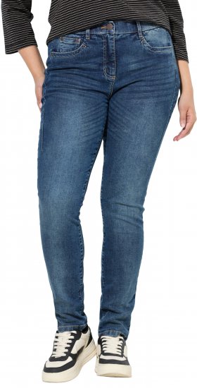 Ulla Popken Decorative Stitched Slim Leg Stretch Fit Jeans Blue Denim - Jeans & Pantaloni Donna Taglie Comode – Plus Size - 