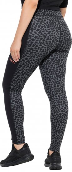 Ulla Popken Quick Drying Leopard Print Sport Leggings Black - Jeans & Pantaloni Donna Taglie Comode – Plus Size - Jeans e Pantaloni Donna, EU 42-70