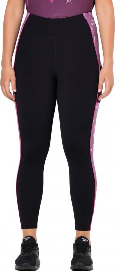 Ulla Popken Quick Drying Botanical Print Sport Leggings Black - Jeans & Pantaloni Donna Taglie Comode – Plus Size - Jeans e Pantaloni Donna, EU 42-70