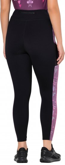 Ulla Popken Quick Drying Botanical Print Sport Leggings Black - Jeans & Pantaloni Donna Taglie Comode – Plus Size - Jeans e Pantaloni Donna, EU 42-70