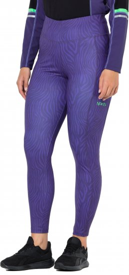 Ulla Popken Neon Zebra Print Performance Leggings Purple - Jeans & Pantaloni Donna Taglie Comode – Plus Size - 