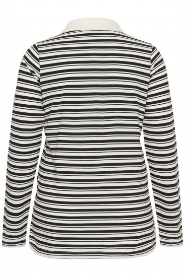Kaffe Curve Miana Long Sleeve Polo Chalk with Black Stripe - Polo - 