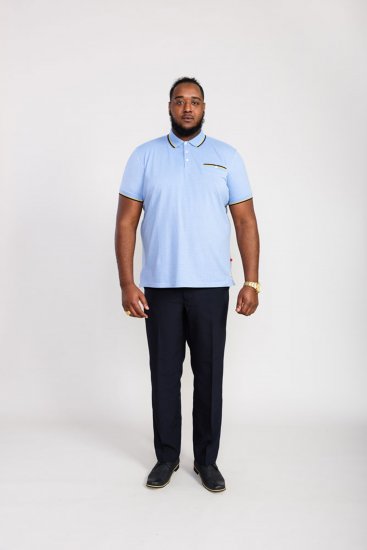 D555 Talbot Pique with Jacquard Collar Polo Shirt Blue - Polo - Polo Uomo Taglie Forti
