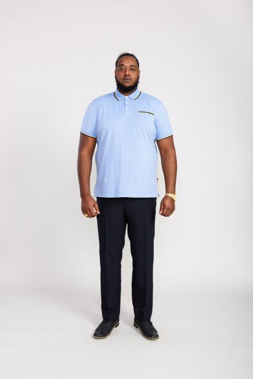 D555 Talbot Pique with Jacquard Collar Polo Shirt Blue - Polo - Polo Uomo Taglie Forti