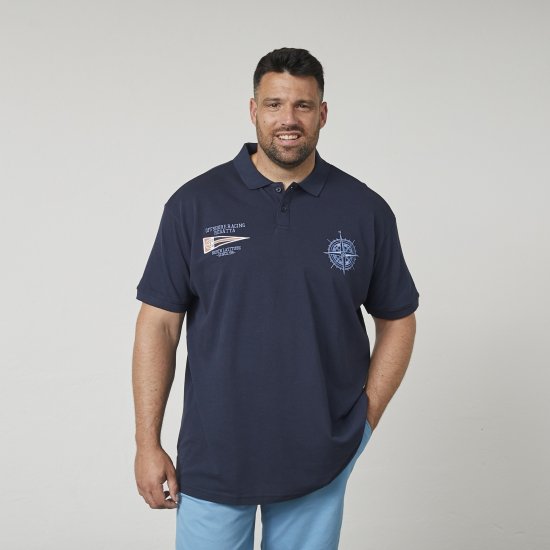 North Latitude 61129 Polo Piqué con Ricamo sul Petto Blu Marino - Polo - Polo Uomo Taglie Forti