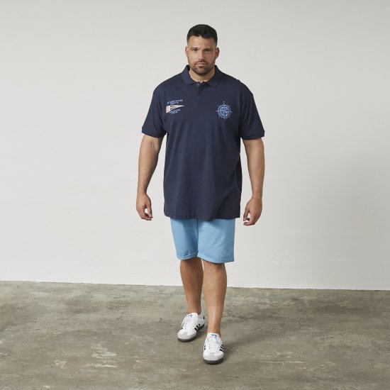 North Latitude 61129 Polo Piqué con Ricamo sul Petto Blu Marino - Polo - Polo Uomo Taglie Forti