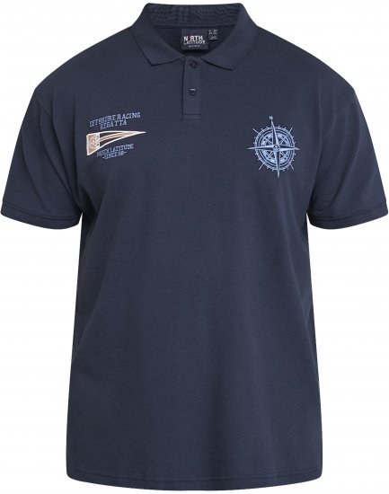 North Latitude 61129 Polo Piqué con Ricamo sul Petto Blu Marino - Polo - Polo Uomo Taglie Forti