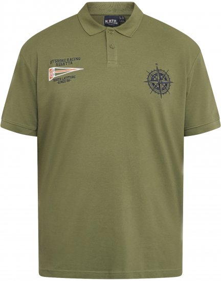 North Latitude 61129 Polo Piqué con Ricamo sul Petto Verde Oliva - Polo - Polo Uomo Taglie Forti